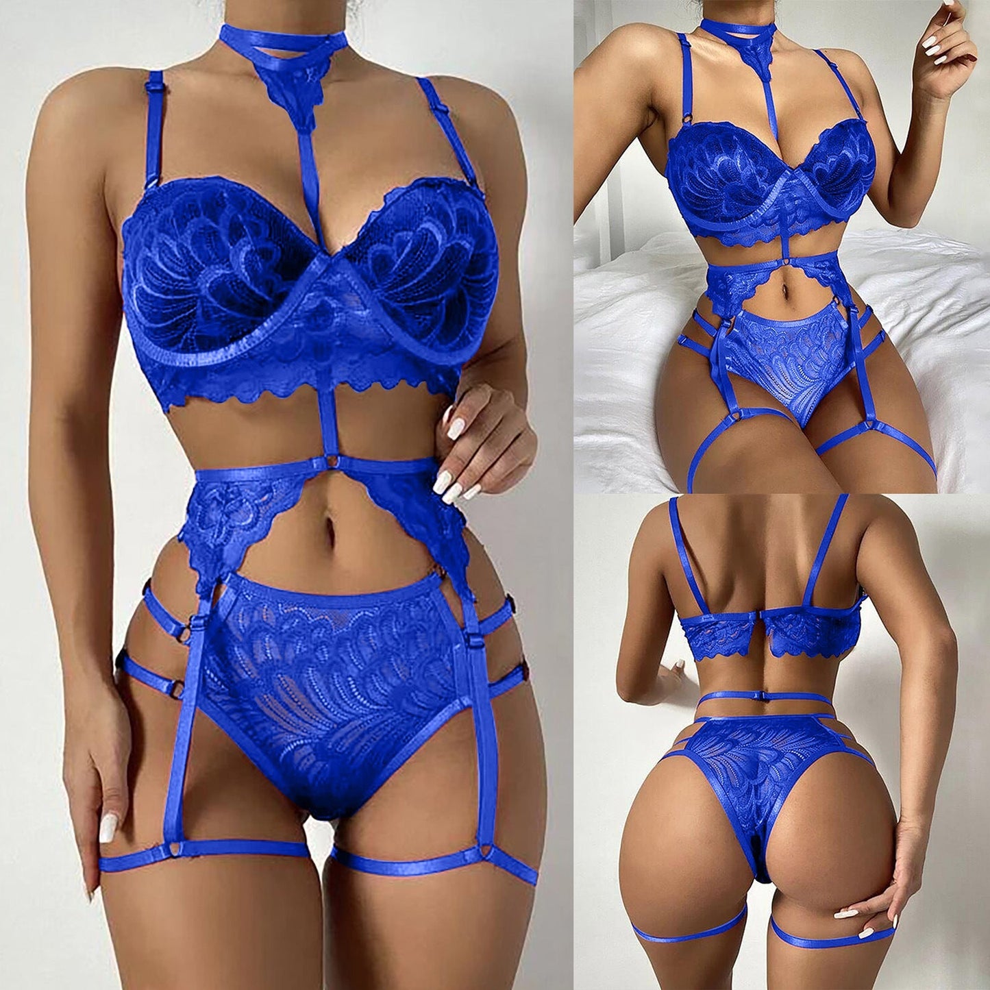 Viva Trend | Exquisite Strapse Pailletten Silber Seide Dessous