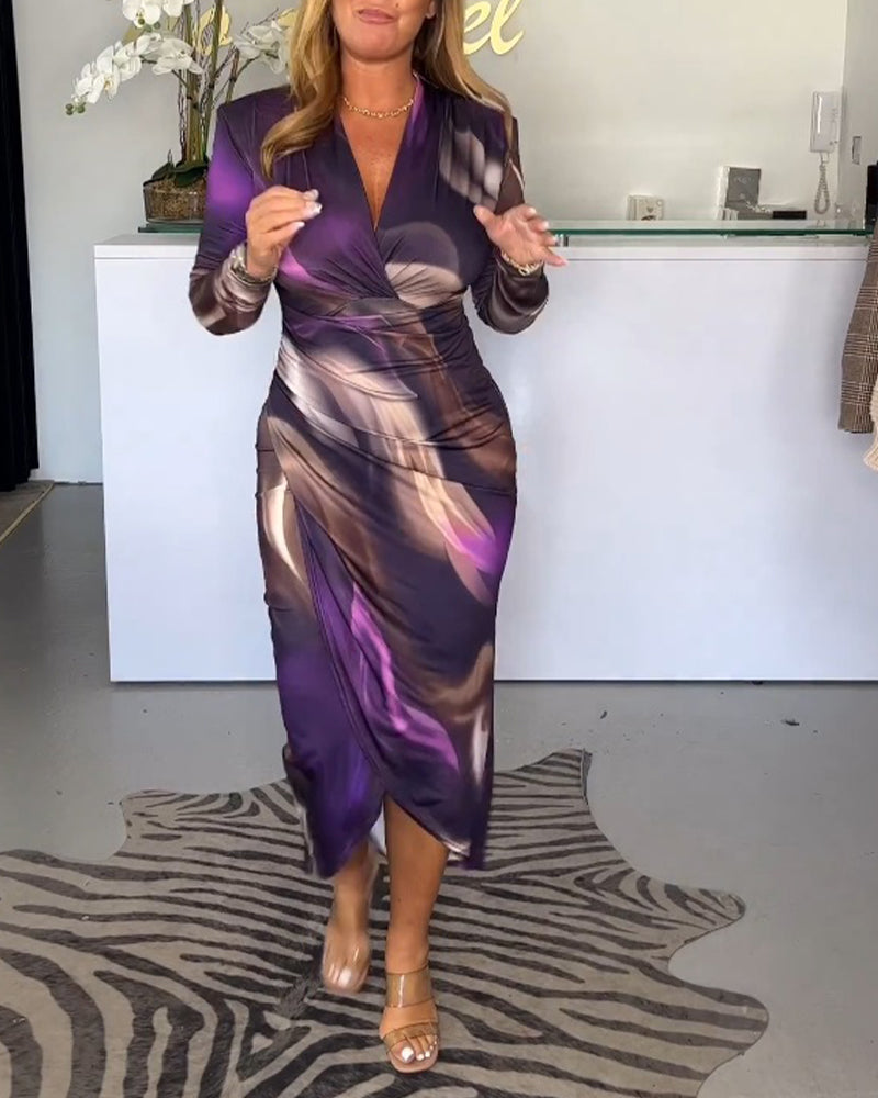 Alise | Schickes Midikleid - V-Ausschnitt - Farbenfroh