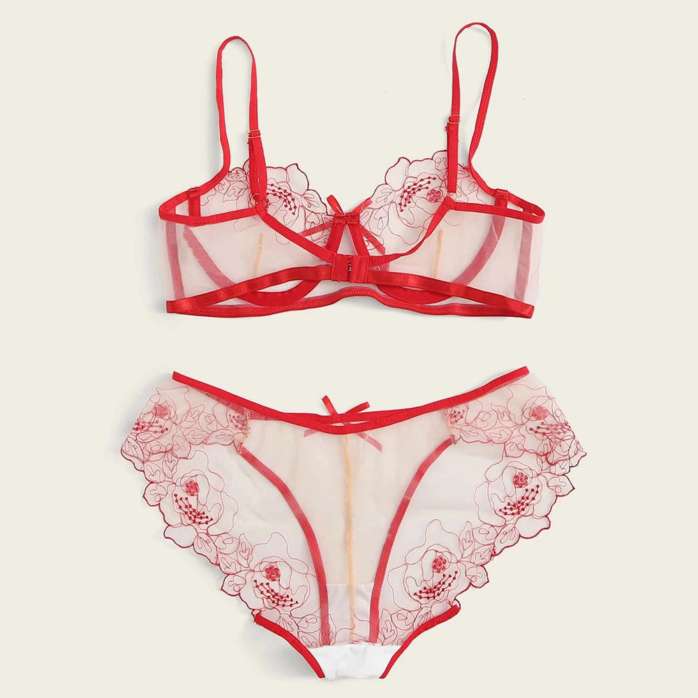 Viva Trend | Women's Mesh Stickerei Sheer Dessous Set