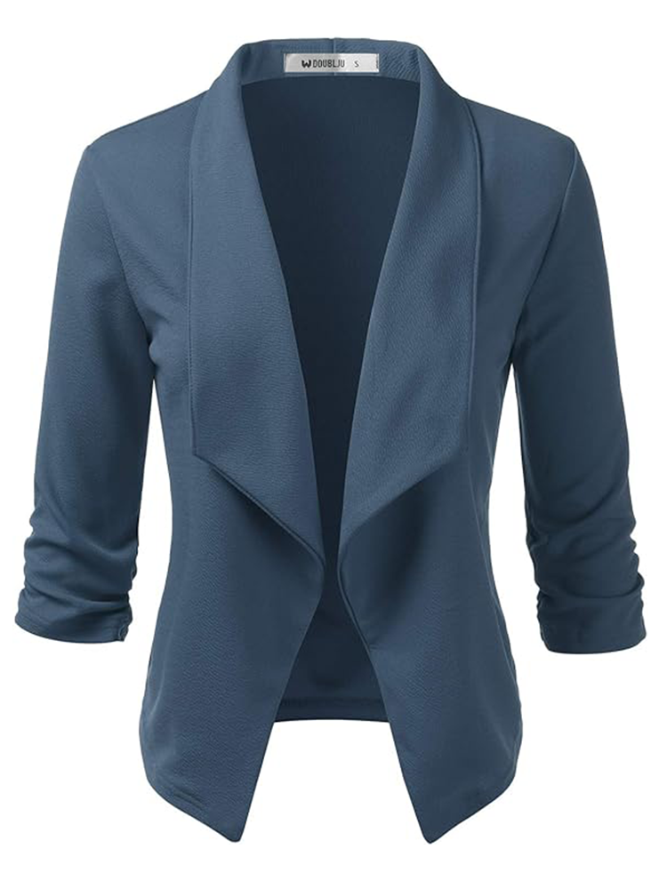 Business Casual Mantel mit gerafften 3/4 Ärmeln