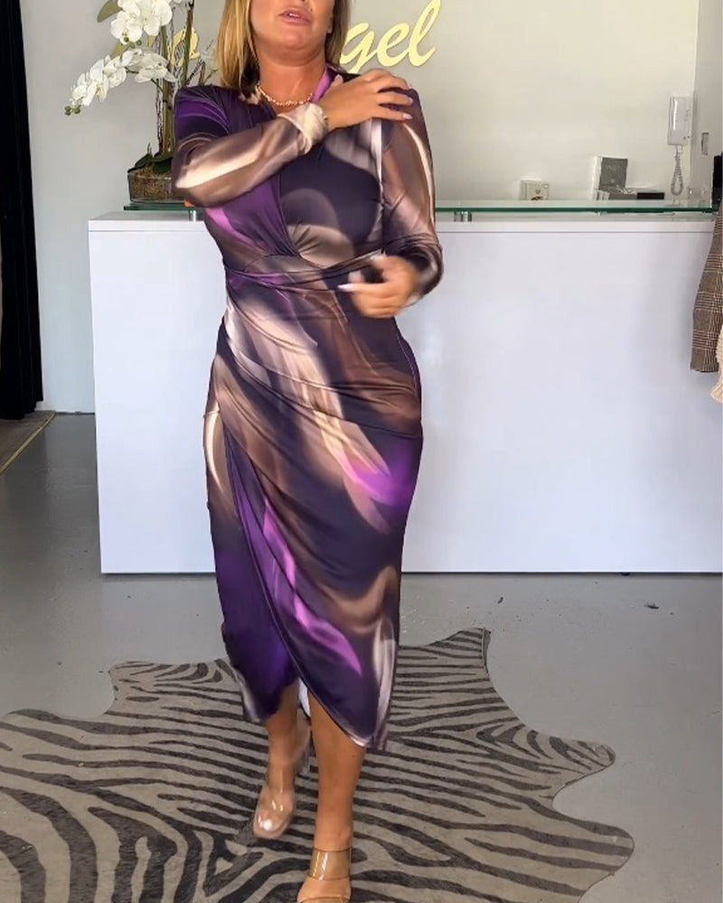 Alise | Schickes Midikleid - V-Ausschnitt - Farbenfroh