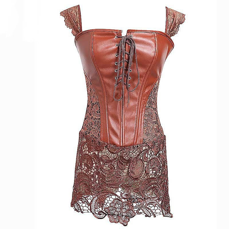Viva Trend | Lederige Dessous-Korsett mit Spitzenrock