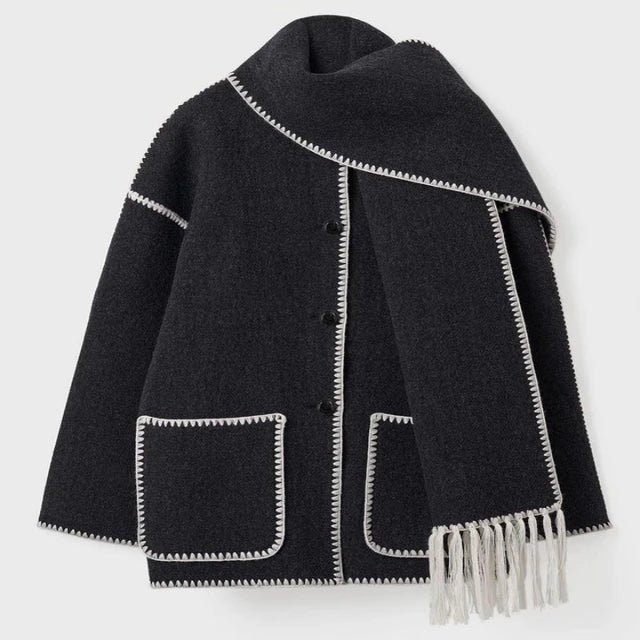Viva Trend - Damen Wollschal Quastenjacke