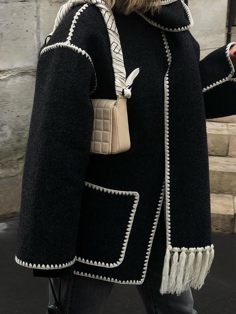 Viva Trend - Damen Wollschal Quastenjacke