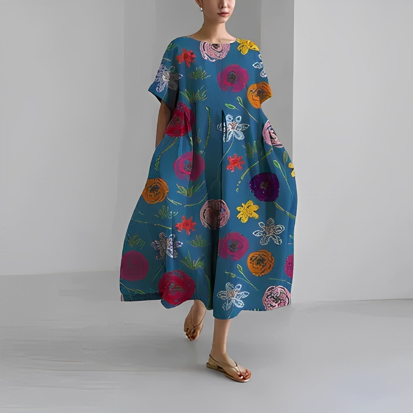 Rosa | Boho-Blumenkleid - Frühling