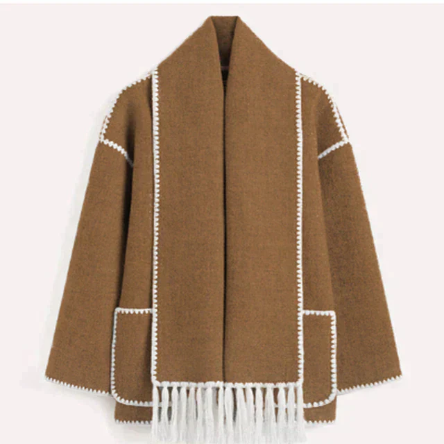 Viva Trend - Damen Wollschal Quastenjacke