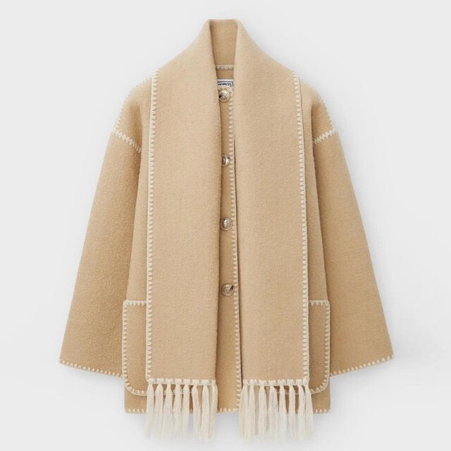 Viva Trend - Damen Wollschal Quastenjacke