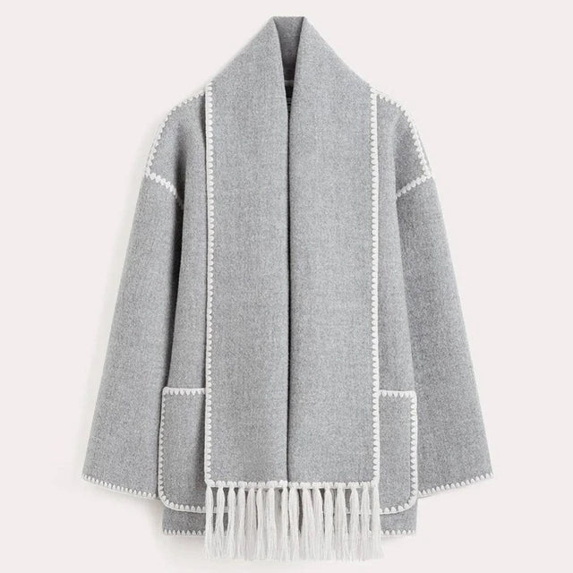 Viva Trend - Damen Wollschal Quastenjacke