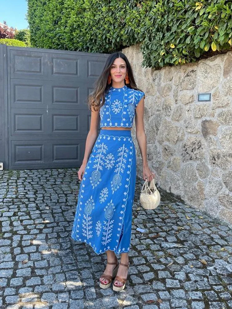 Elvira | Crop-Top und Rock-Set im Bohemian-Stil