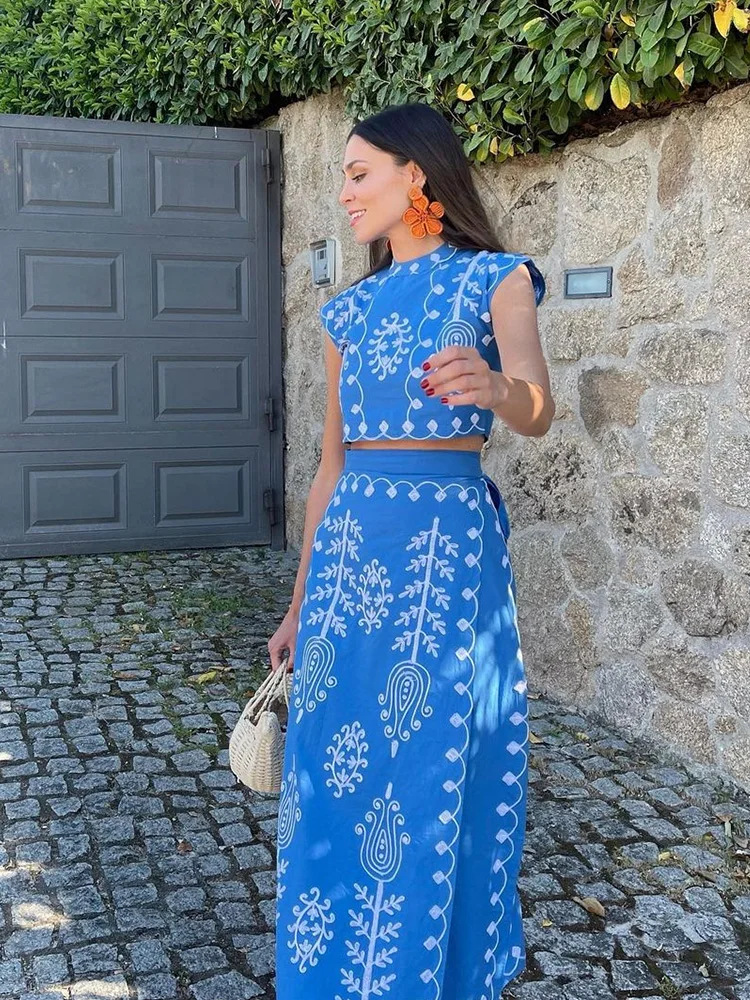 Elvira | Crop-Top und Rock-Set im Bohemian-Stil