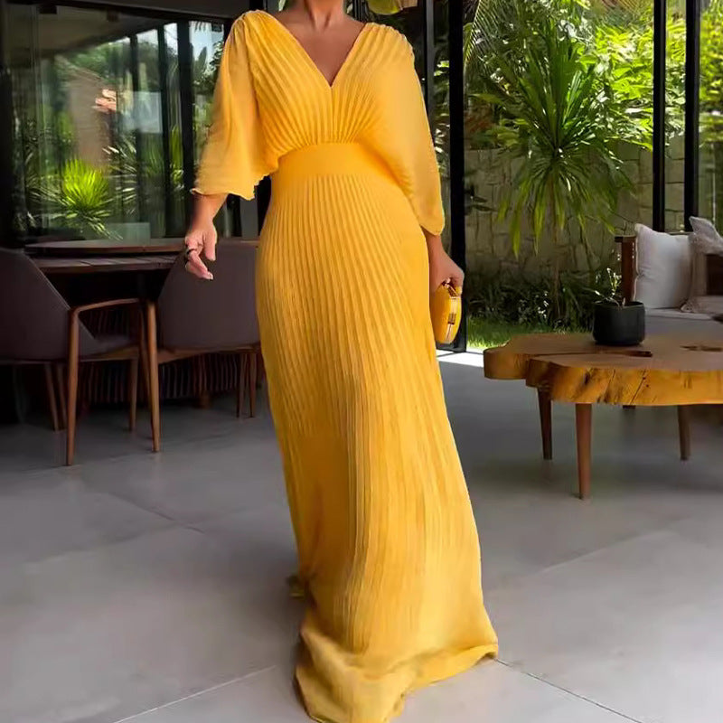 Grace | Schwebendes geripptes Maxikleid