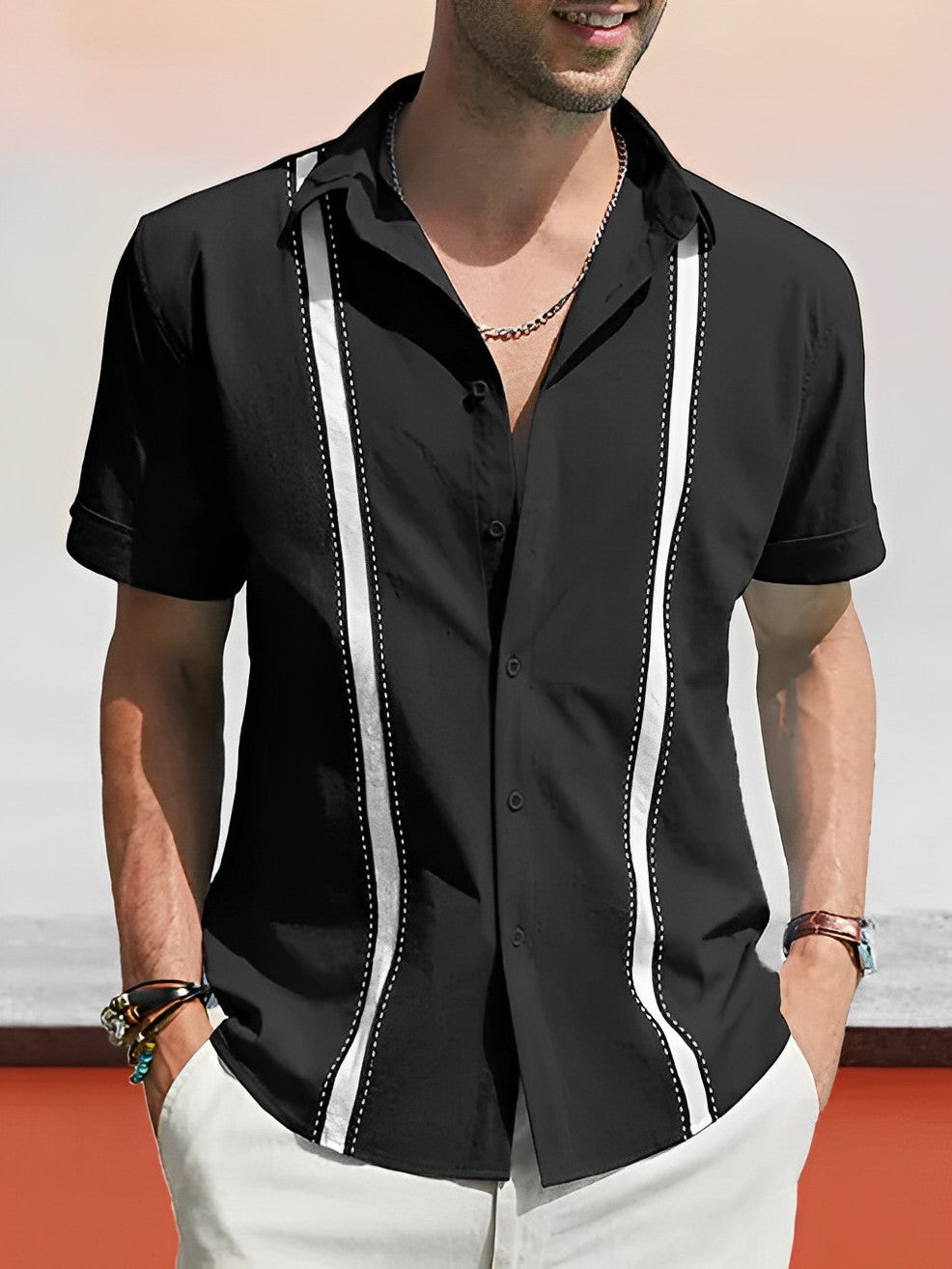 ABBEL | Elegantes und modisches Sommerhemd im 2-Streifen-Design