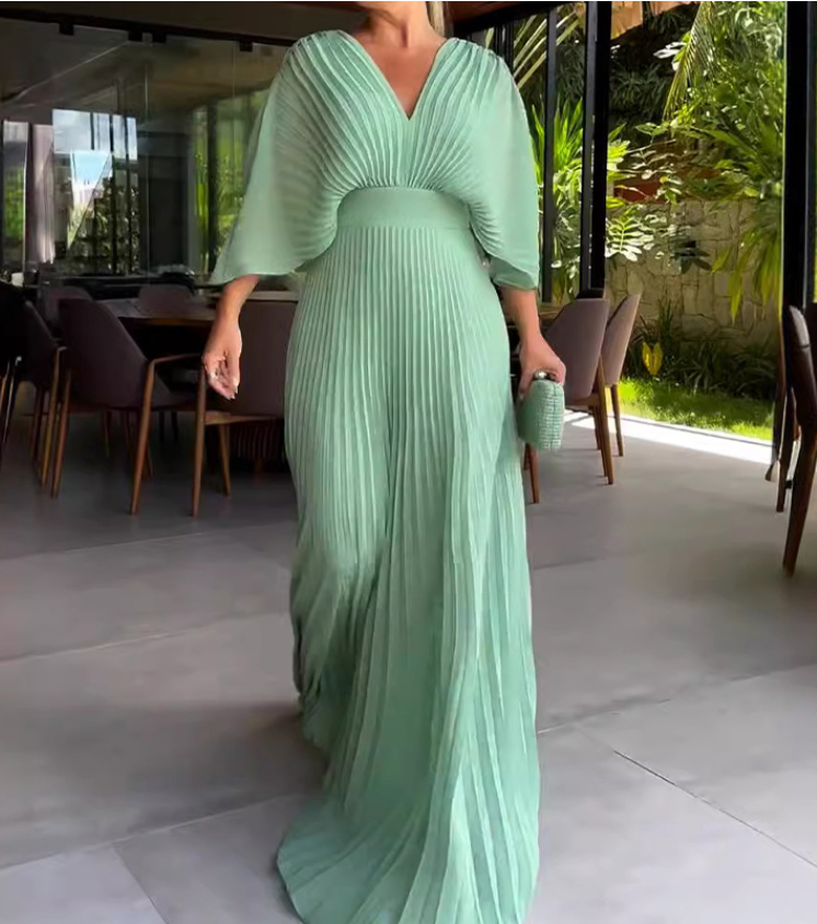 Grace | Schwebendes geripptes Maxikleid