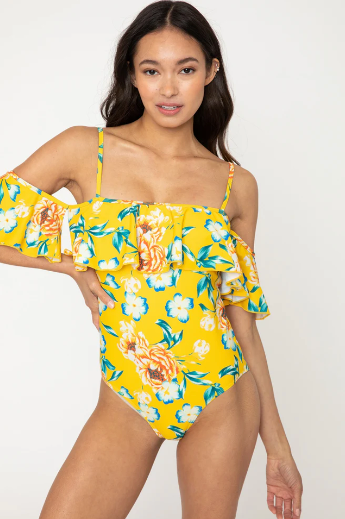 Viva Trend | Off-Shoulder Badeanzug mit Blumendruck