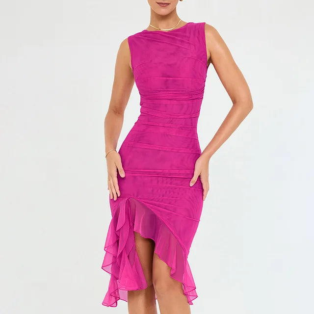 Rosa | Midikleid mit Rüschen