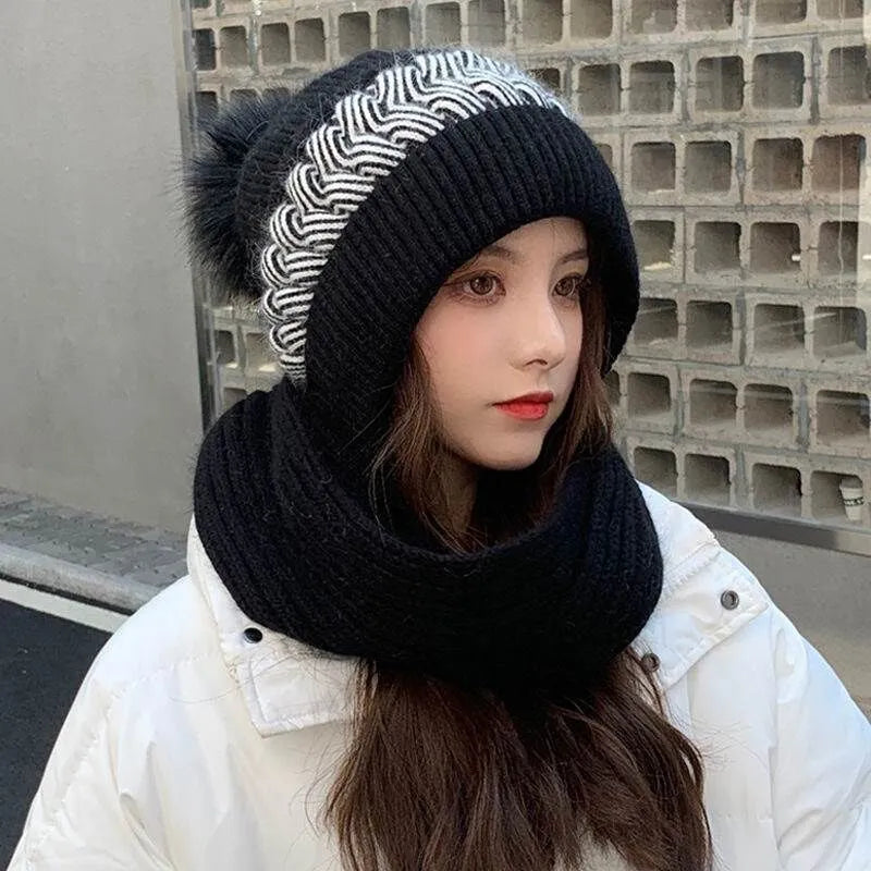 Viva Trend | teilig gestrickte Mütze und Schal Set - Damen Winteraccessoires