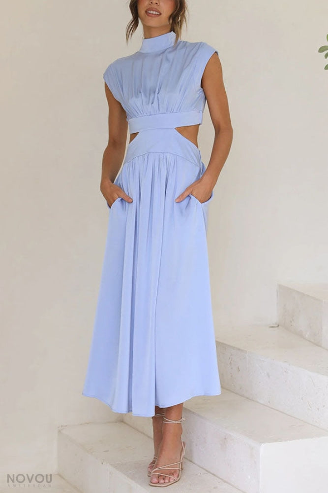 Lorna Rollkragen Taille Ausgeschnitten Sommer Midi-Kleid