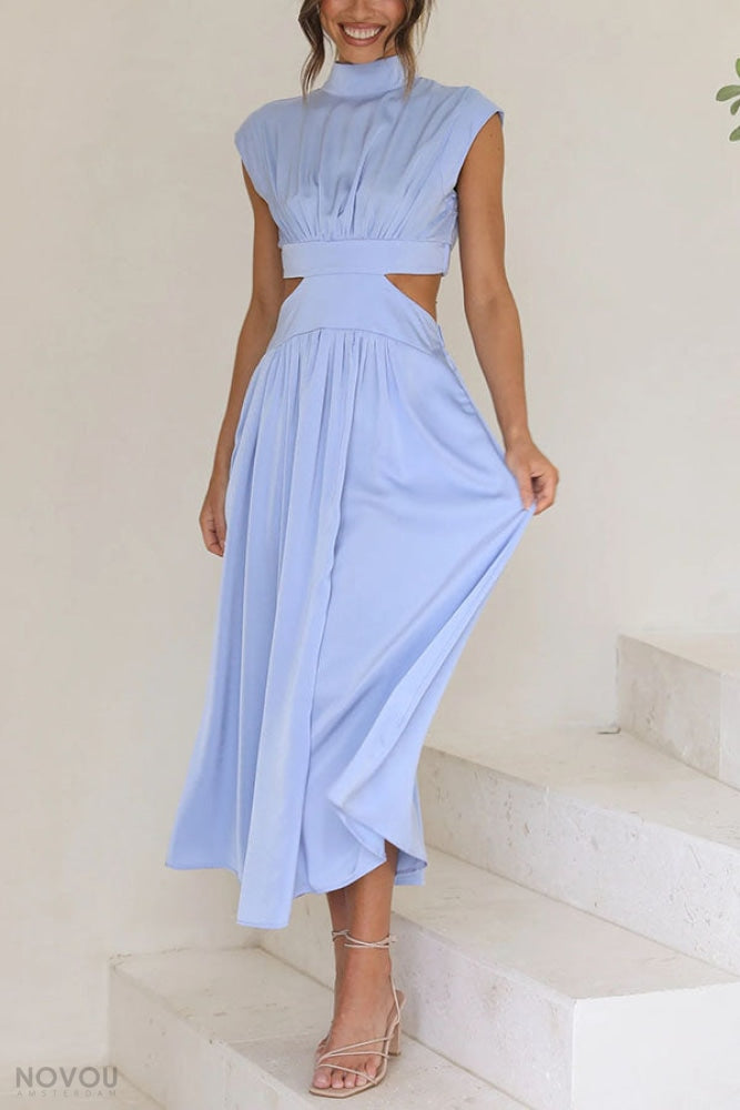 Lorna Rollkragen Taille Ausgeschnitten Sommer Midi-Kleid