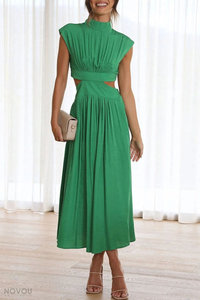 Lorna Rollkragen Taille Ausgeschnitten Sommer Midi-Kleid