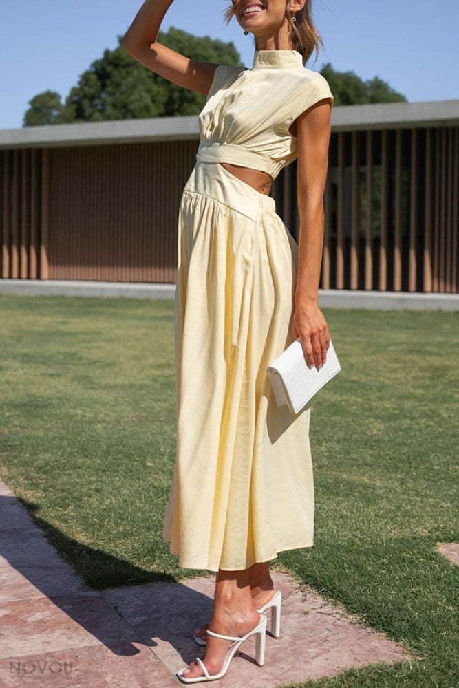 Lorna Rollkragen Taille Ausgeschnitten Sommer Midi-Kleid