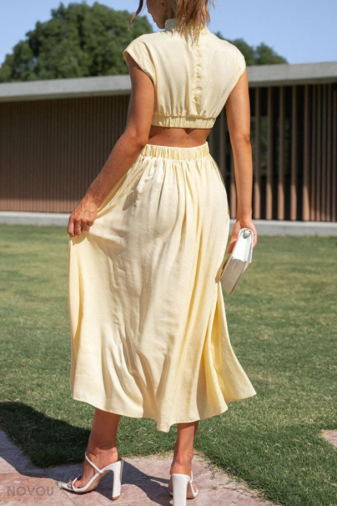 Lorna Rollkragen Taille Ausgeschnitten Sommer Midi-Kleid