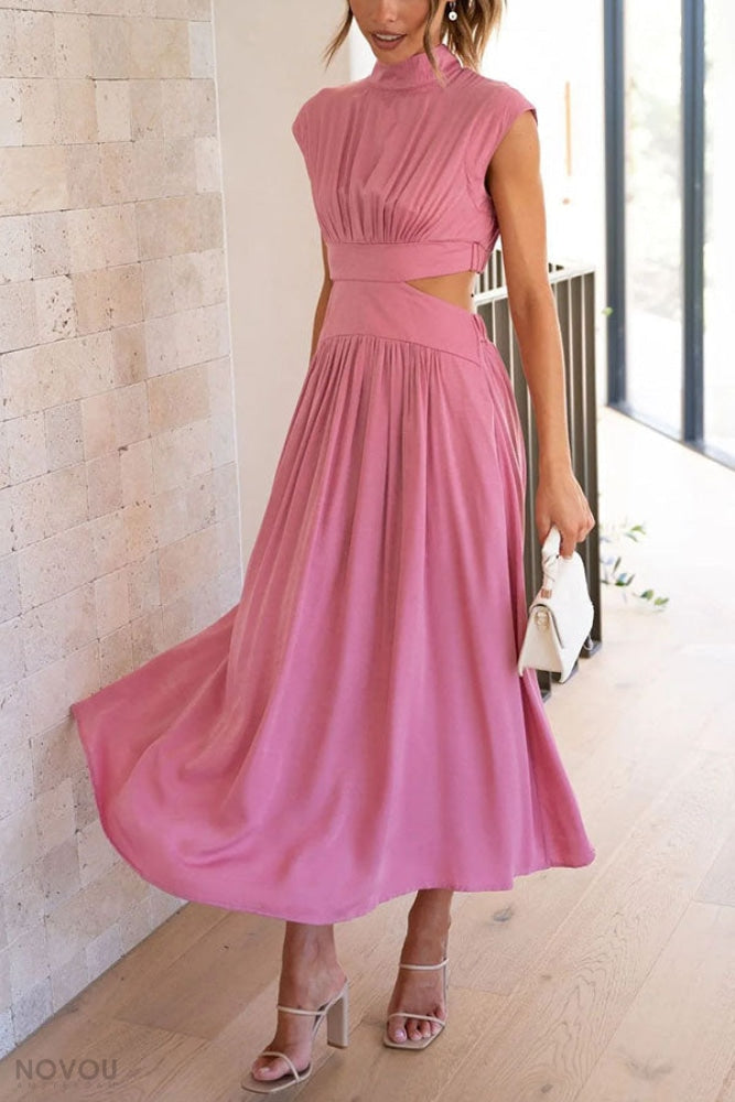 Lorna Rollkragen Taille Ausgeschnitten Sommer Midi-Kleid