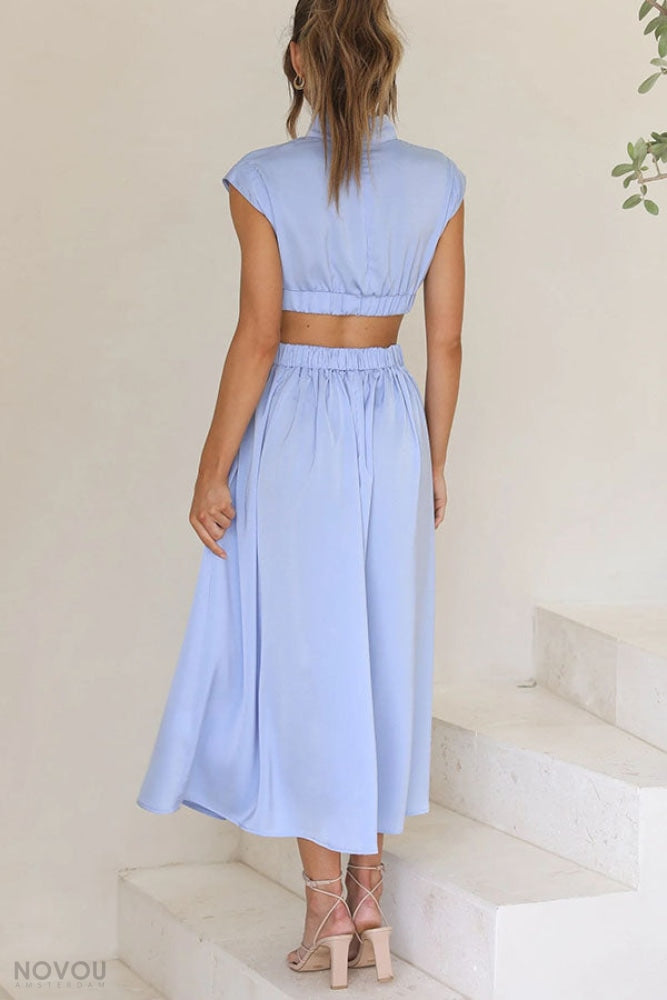 Lorna Rollkragen Taille Ausgeschnitten Sommer Midi-Kleid