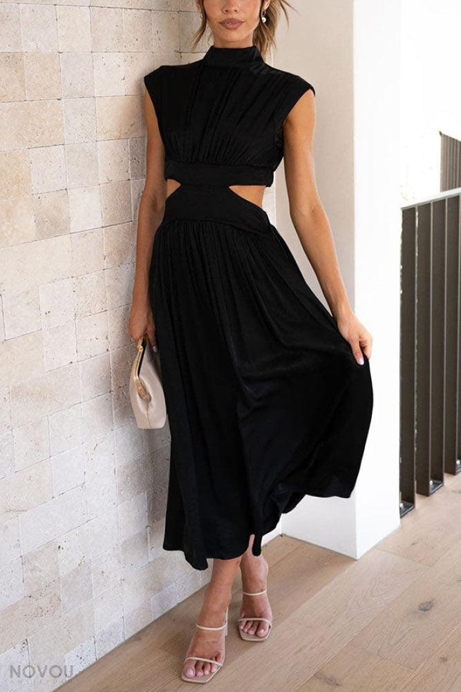 Lorna Rollkragen Taille Ausgeschnitten Sommer Midi-Kleid