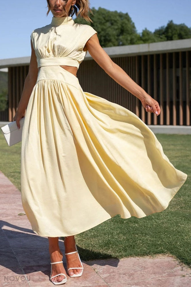 Lorna Rollkragen Taille Ausgeschnitten Sommer Midi-Kleid
