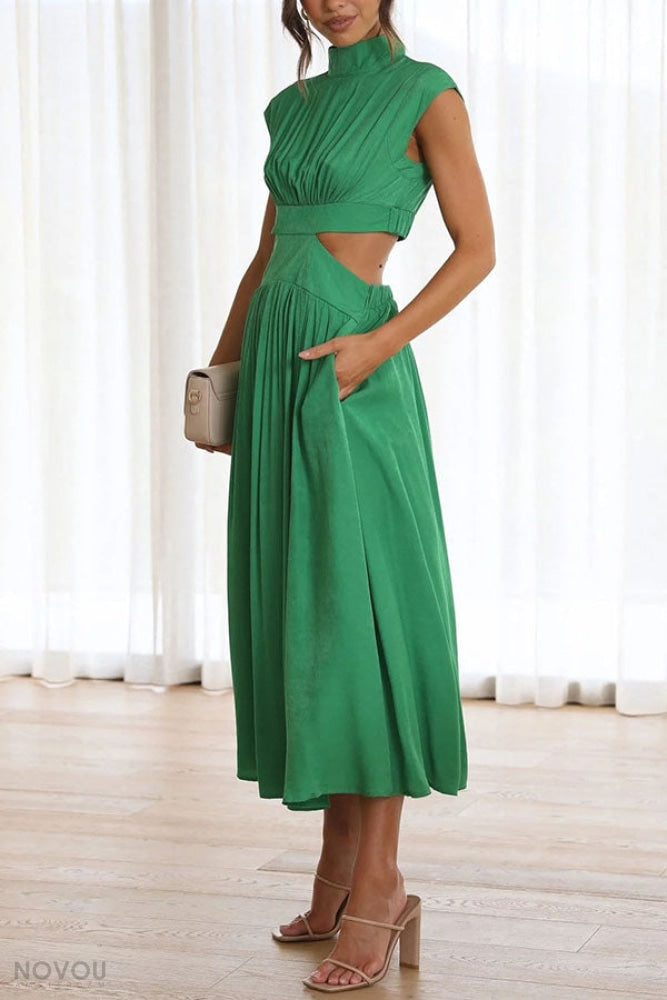 Lorna Rollkragen Taille Ausgeschnitten Sommer Midi-Kleid