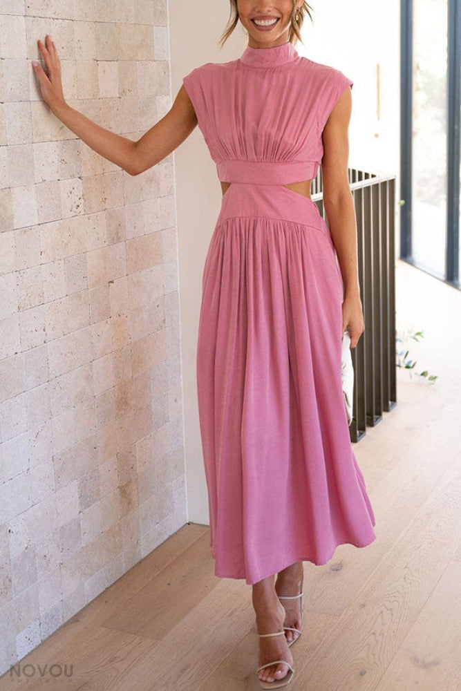 Lorna Rollkragen Taille Ausgeschnitten Sommer Midi-Kleid