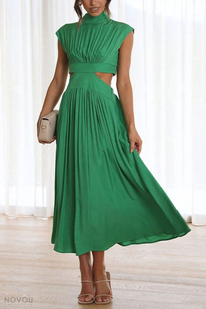 Lorna Rollkragen Taille Ausgeschnitten Sommer Midi-Kleid