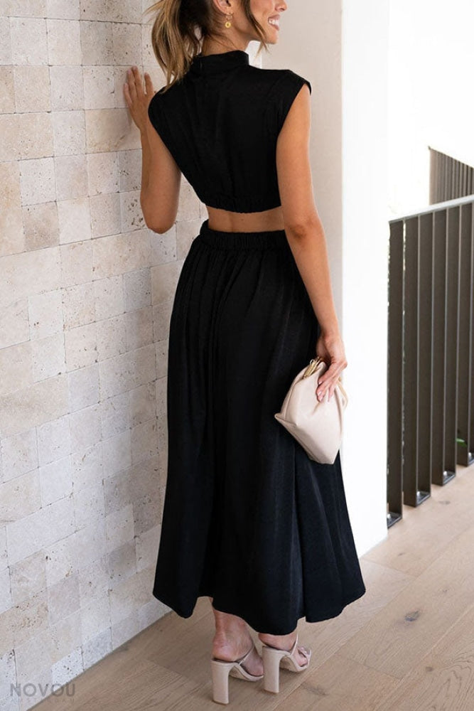 Lorna Rollkragen Taille Ausgeschnitten Sommer Midi-Kleid