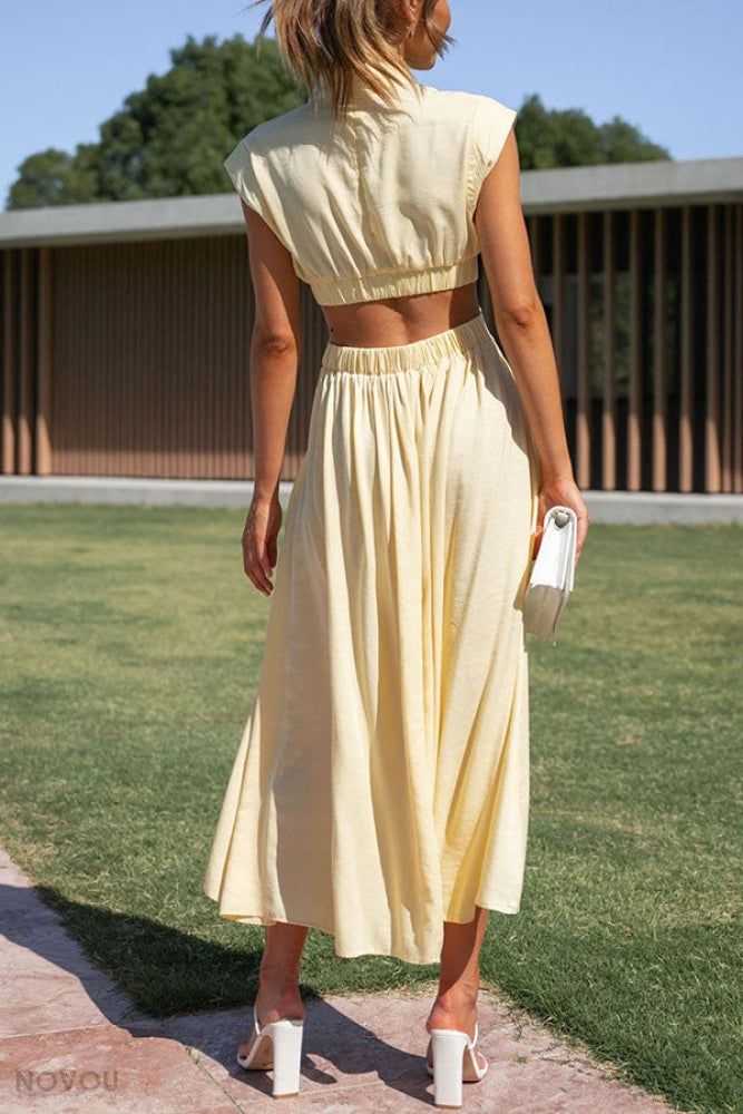 Lorna Rollkragen Taille Ausgeschnitten Sommer Midi-Kleid