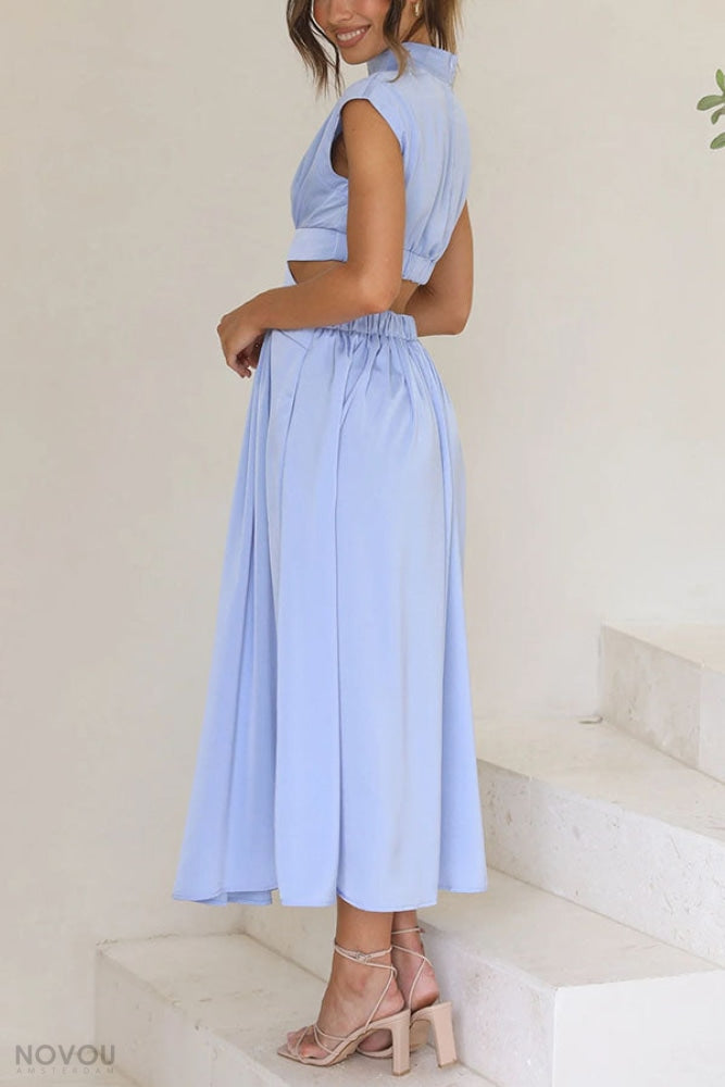 Lorna Rollkragen Taille Ausgeschnitten Sommer Midi-Kleid