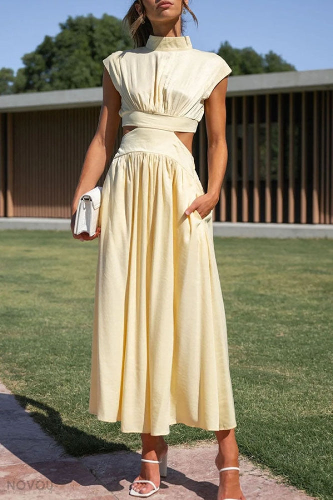 Lorna Rollkragen Taille Ausgeschnitten Sommer Midi-Kleid