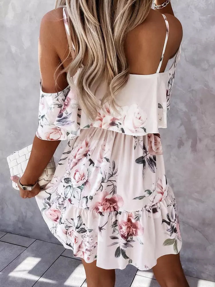 Kyra | Schulterfreies Minikleid mit Blumendruck