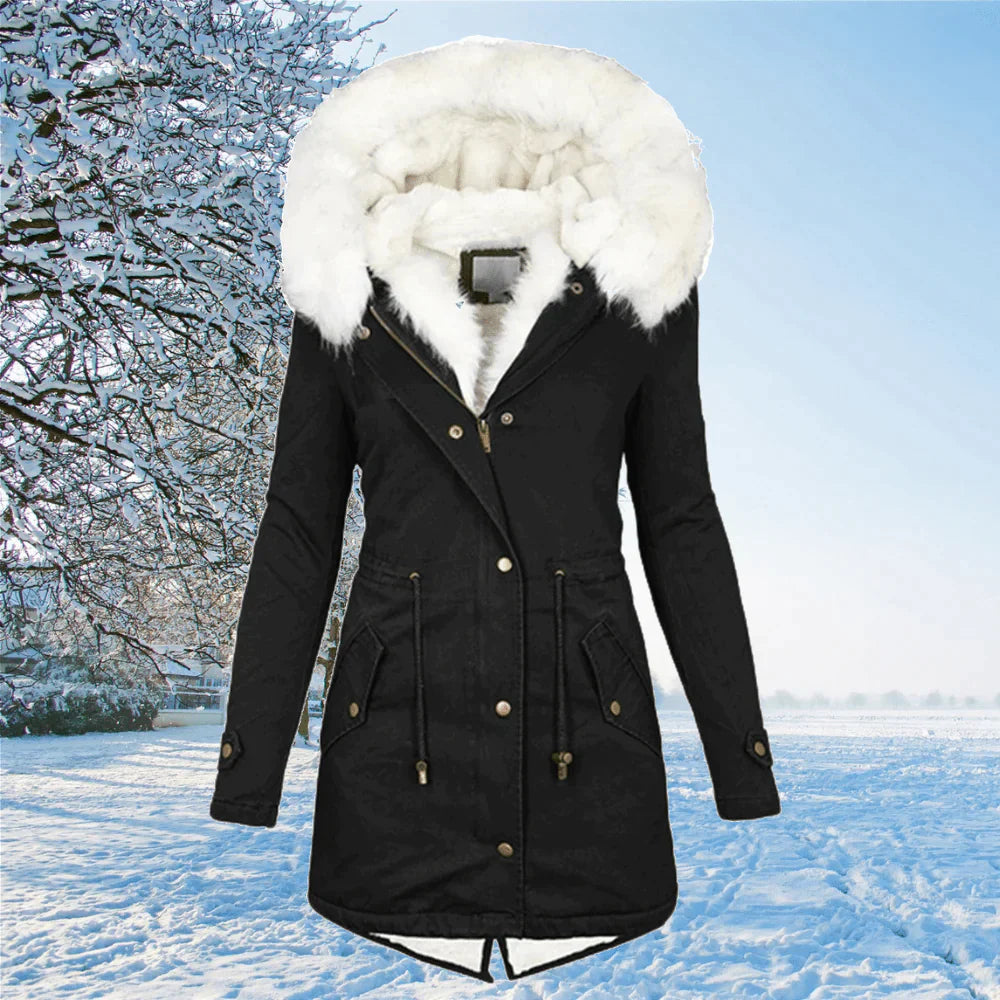ARIANA | DER NEUE PARKA JACKE MIT KAPUZE UND FELLFUTTER IN ÜBERGRÖSSE