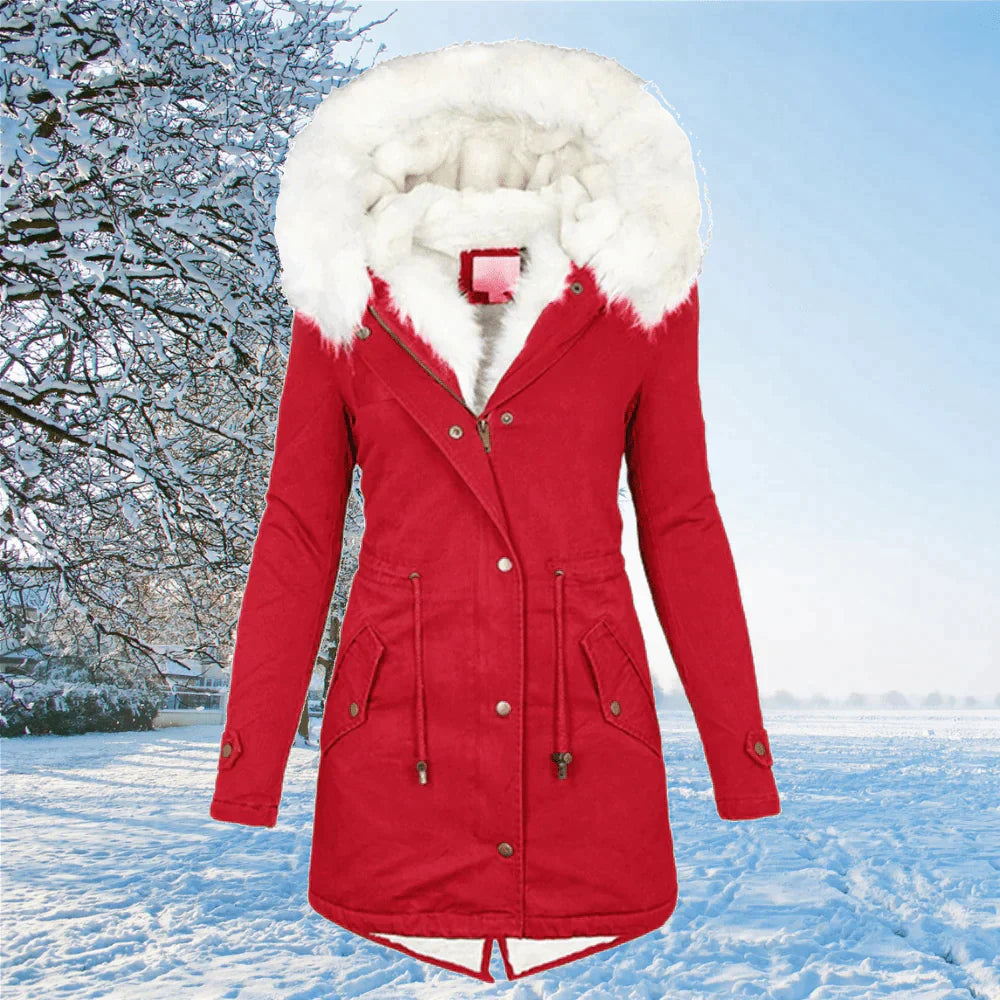 ARIANA | DER NEUE PARKA JACKE MIT KAPUZE UND FELLFUTTER IN ÜBERGRÖSSE