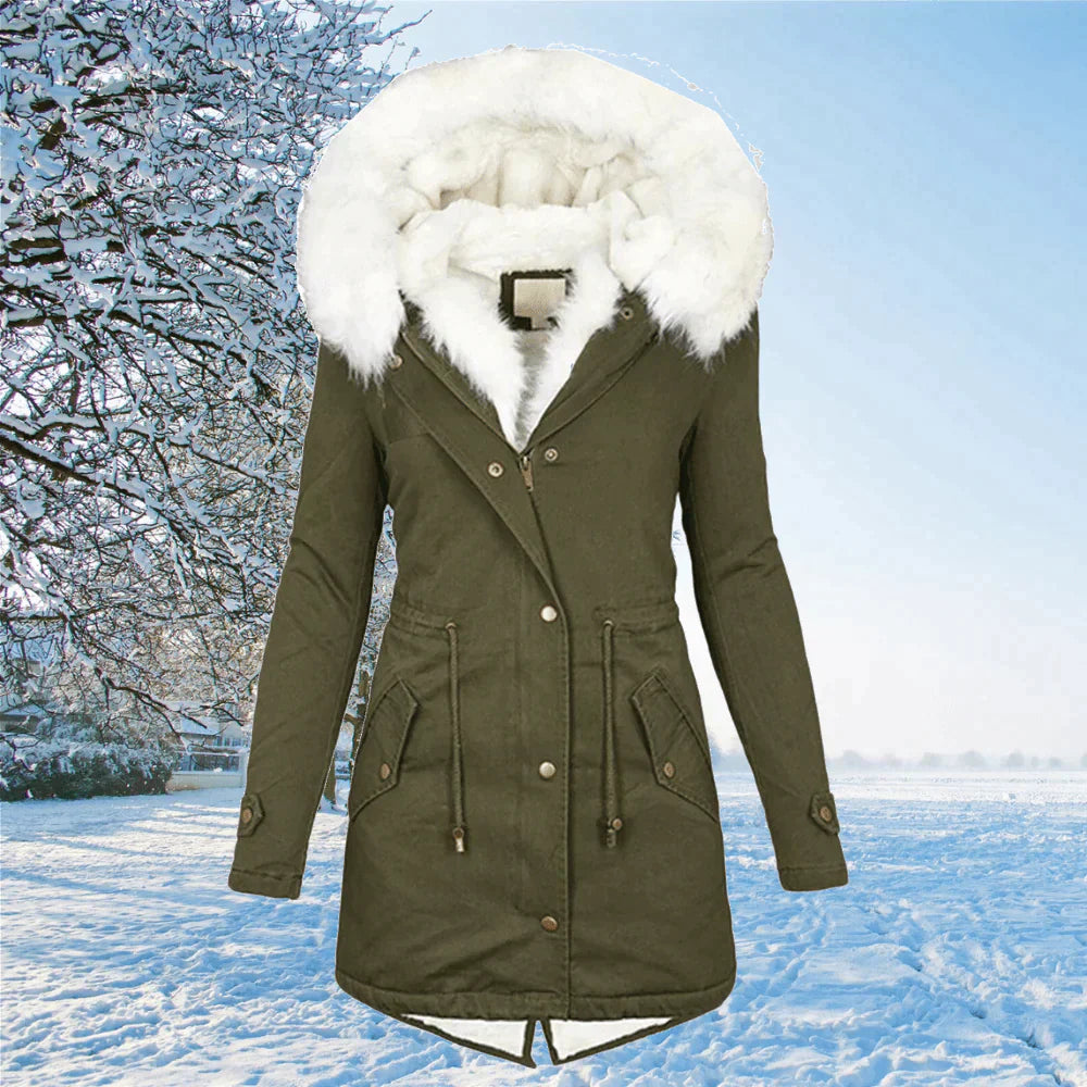 ARIANA | DER NEUE PARKA JACKE MIT KAPUZE UND FELLFUTTER IN ÜBERGRÖSSE