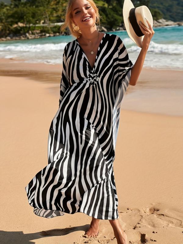 Viva Trend | Strandkleid mit Zebradruck und V-Ausschnitt