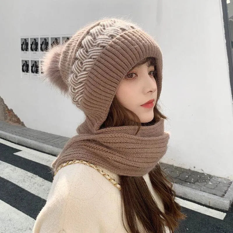 Viva Trend | teilig gestrickte Mütze und Schal Set - Damen Winteraccessoires