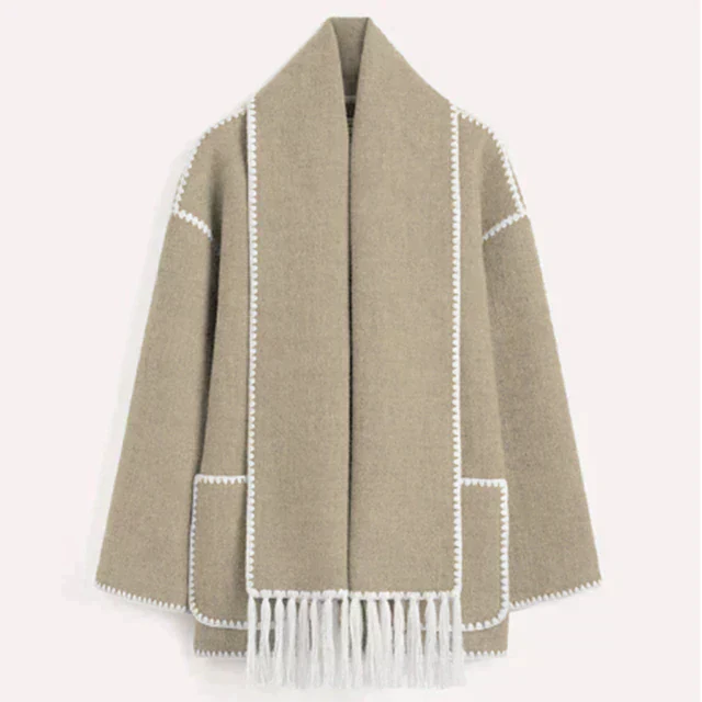 Viva Trend - Damen Wollschal Quastenjacke
