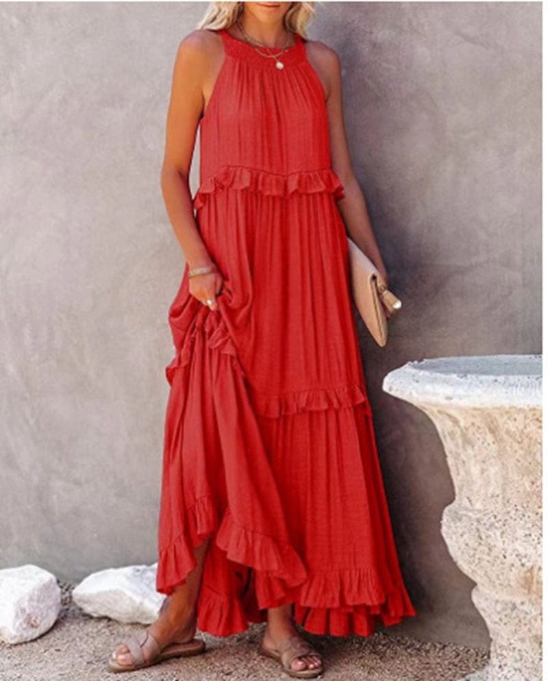 Viva Trend | Rote Ruffle Strandkleid