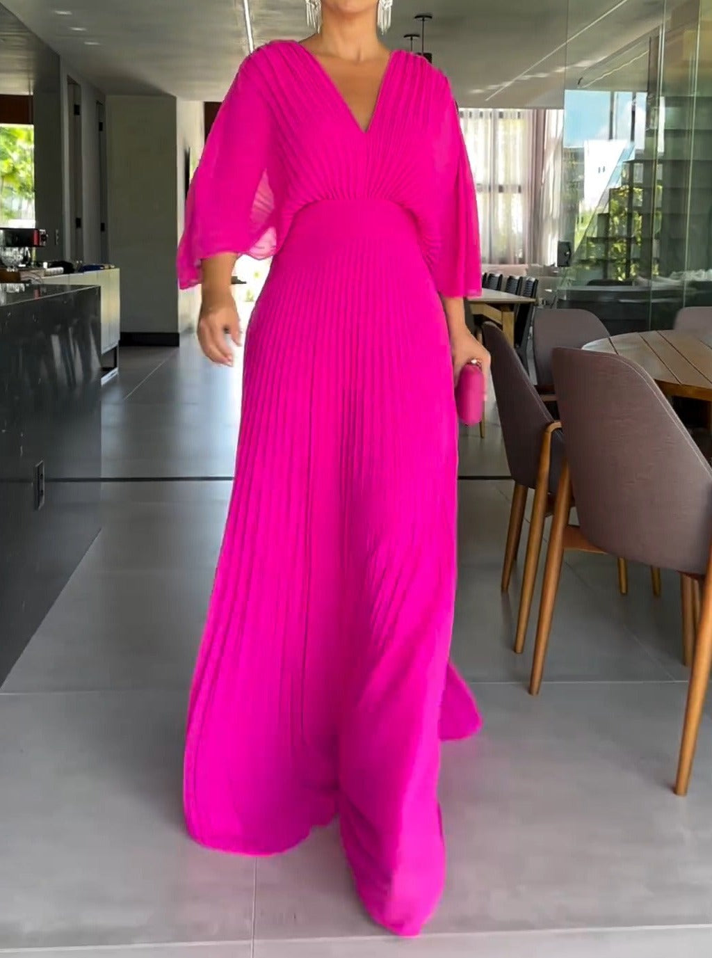 Grace | Schwebendes geripptes Maxikleid