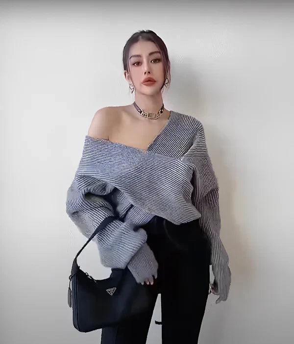 ALINA | STRICKPULLOVER MIT V-AUSSCHNITT