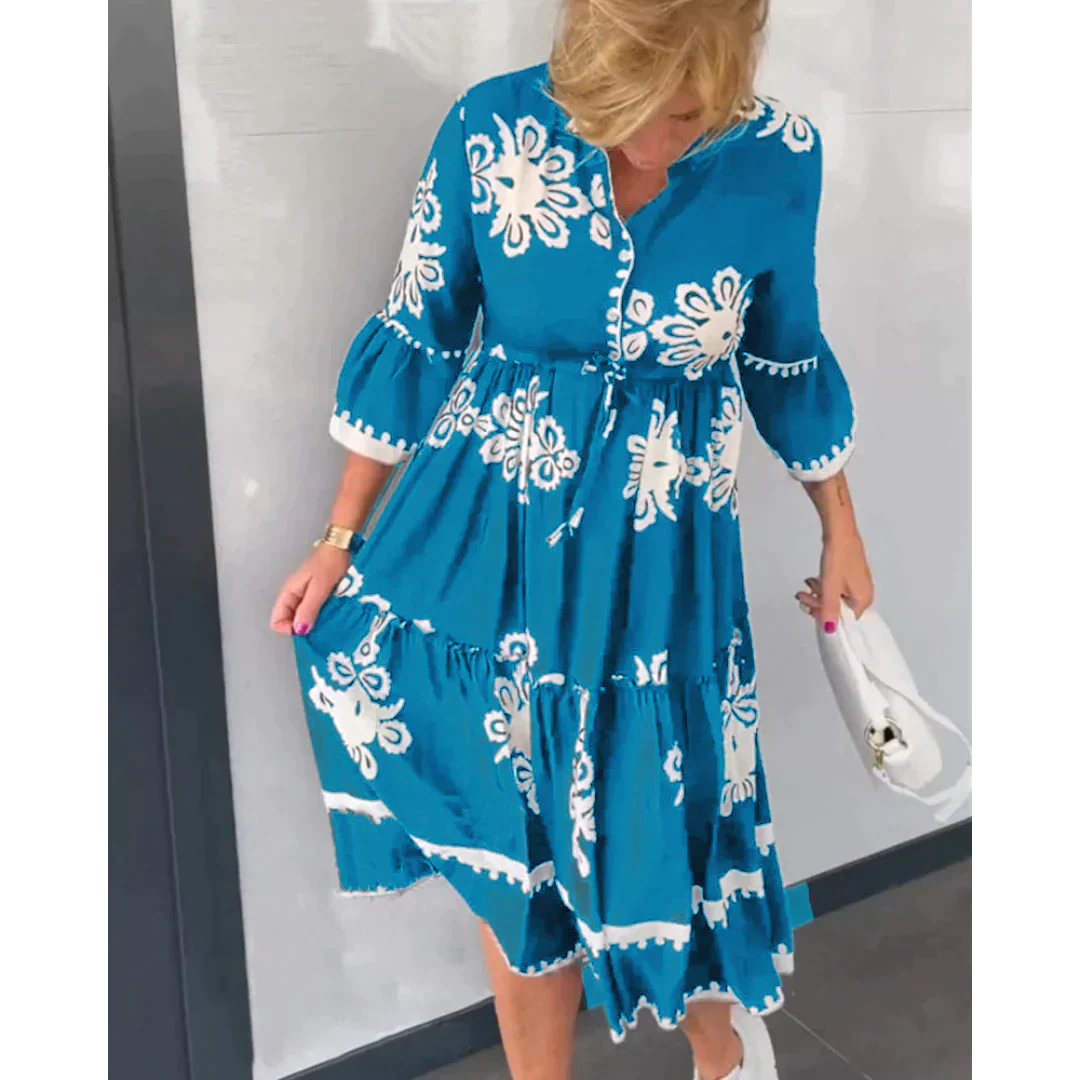 Lügen | Blumenkleid mit 3/4-Ärmeln