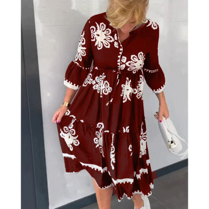 Lügen | Blumenkleid mit 3/4-Ärmeln