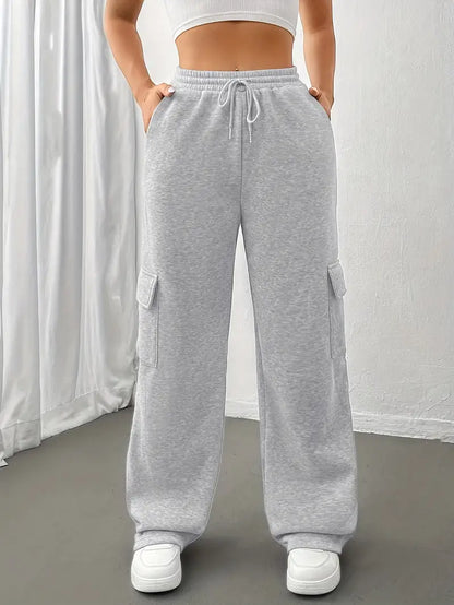 Viva Trend | Casual Herbst Jogginghose mit Klapptaschen und Geraden Beinen für Frauen
