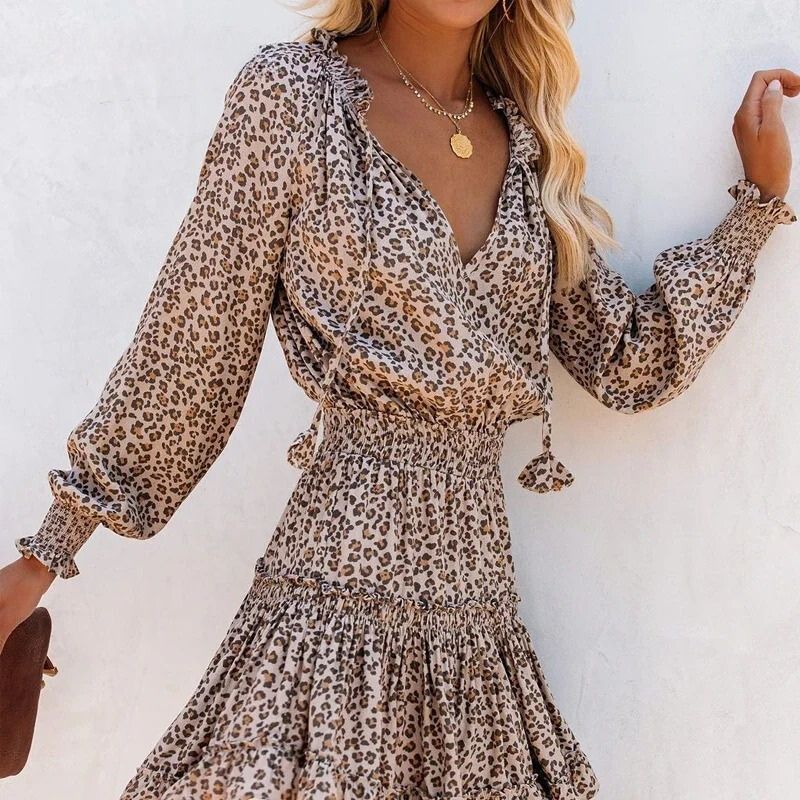 THRAIA | KLEID MIT LEOPARDENPRINT